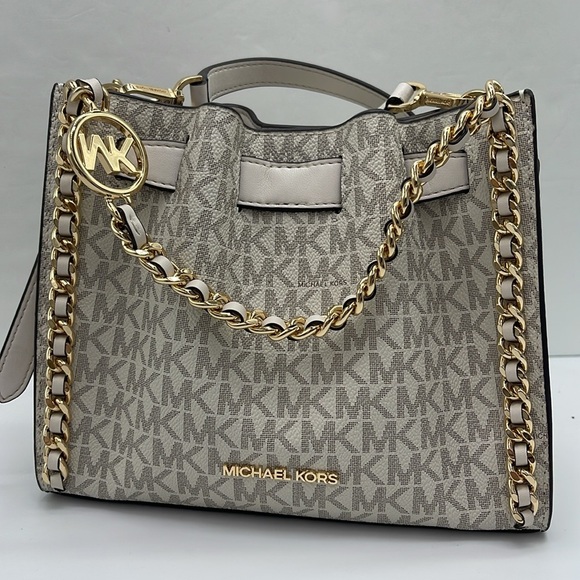 Michael Kors MINA Sm MINI Belted Chain Shoulder Crossbody Bag 
Light Cream Multi - Picture 1 of 16